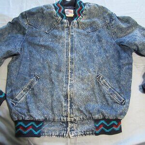 Mens Vtg Miller Outwear Acid Wash Western Denim / Jean Jacket Sz L